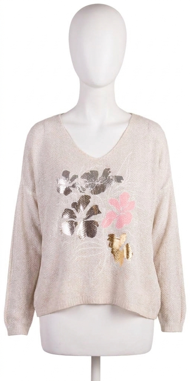 NEW GIGI MODA emma fiori sweater in cream